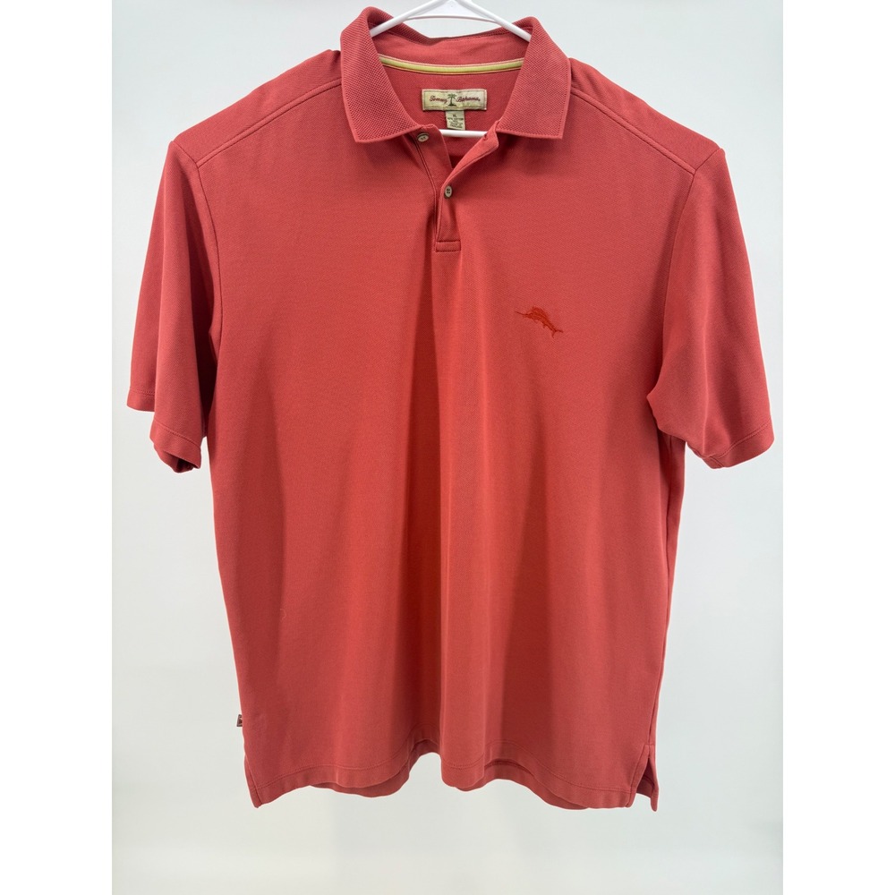 Tommy Bahama Mens XL polo short sleeve salmon pink embroidered logo resortwear